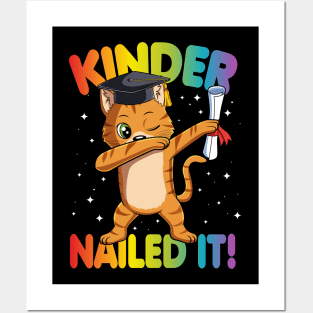 Dabbing Cat Kindergarten Graduation Gift Posters and Art